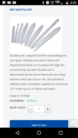 Net Making Shuttles - Set of 4, Net Mending Tools