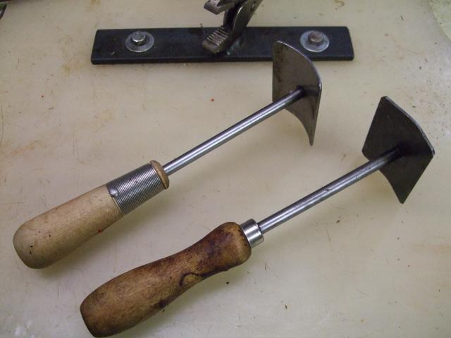 Vintage 8 Fleshing Knife Antique Hide Scraper Tool w/Wood Handles 17 Long  NICE
